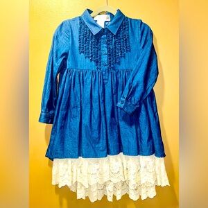 Chasing Fireflies Denim and Lace Girl’s Dress Size 5